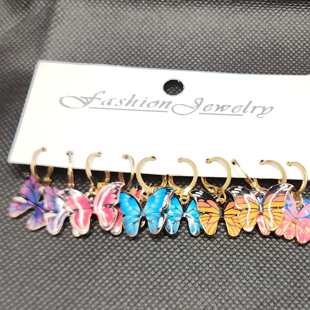 Fashion Jewelry Butterfly Earrings Set - Multicolor